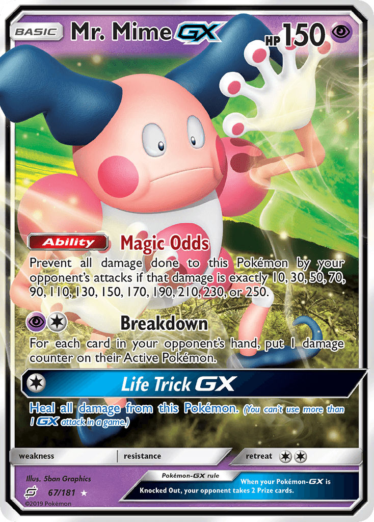 Mr. Mime GX — Team Up #67/181, raw, NM