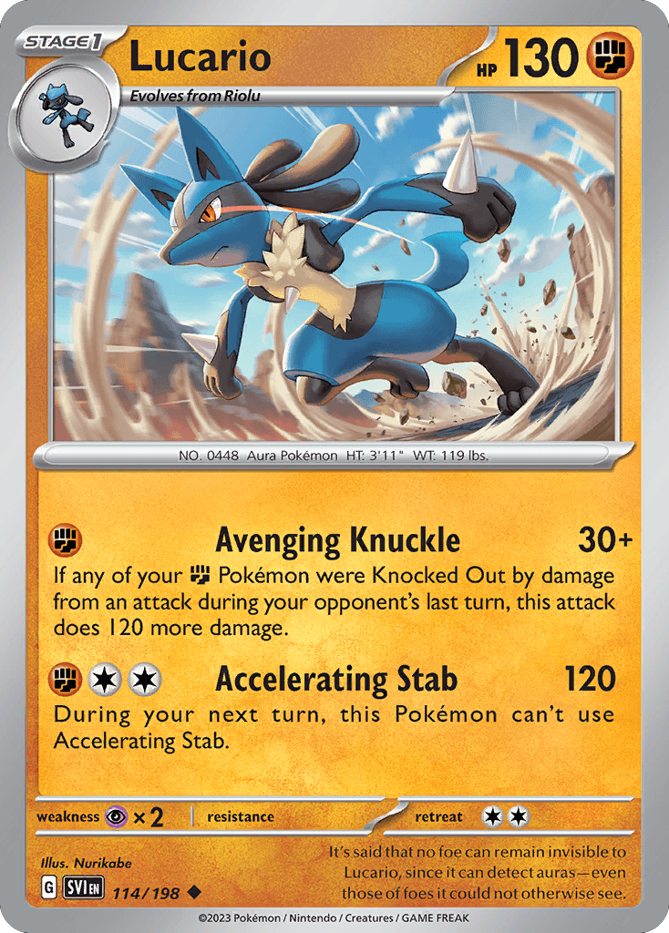Lucario — Scarlet & Violet #114/198, PSA 9