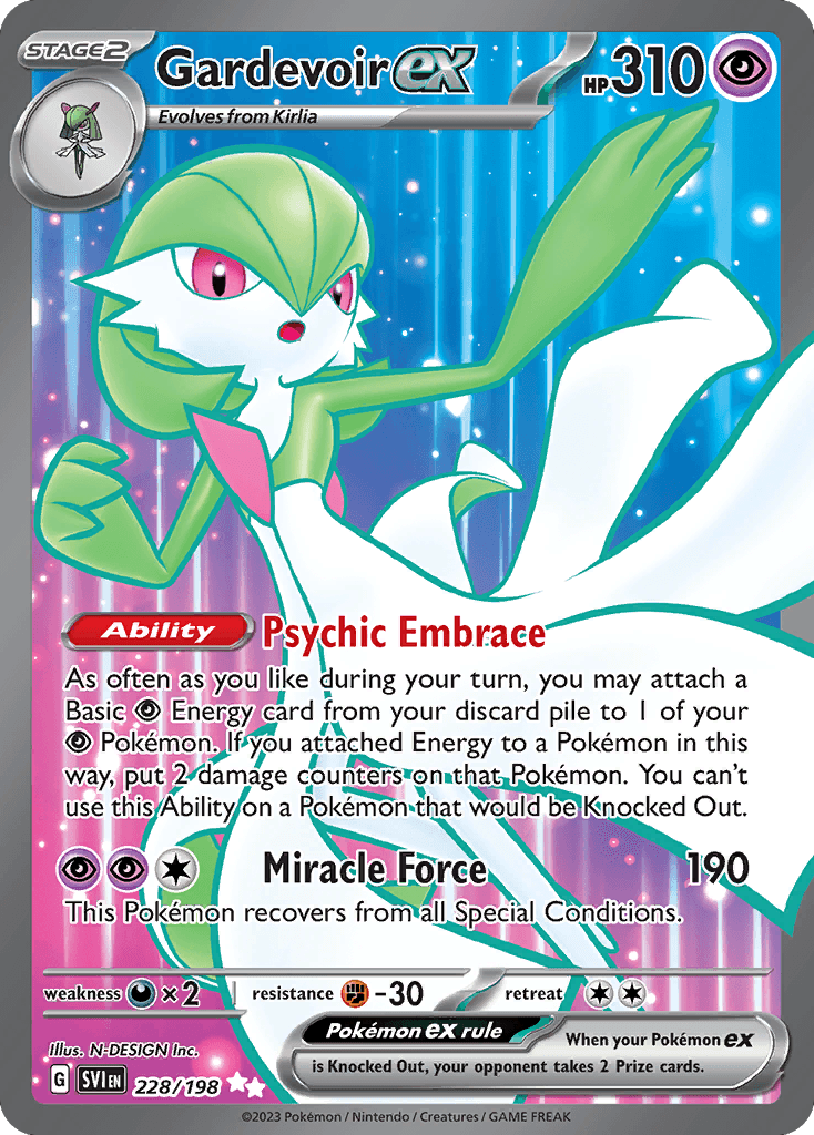 Gardevoir ex — Scarlet & Violet #228/198, raw, NM