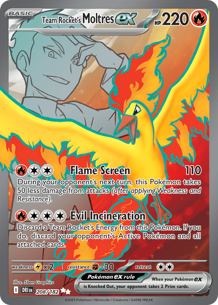 Team Rocket's Moltres ex — Destined Rivals #208/182, CGC 10