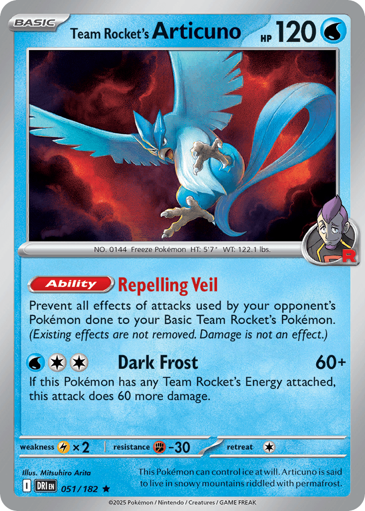 Team Rocket's Articuno — Destined Rivals #51/182, PSA 10
