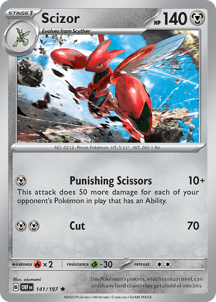 Scizor — Obsidian Flames #141/197, PSA 9