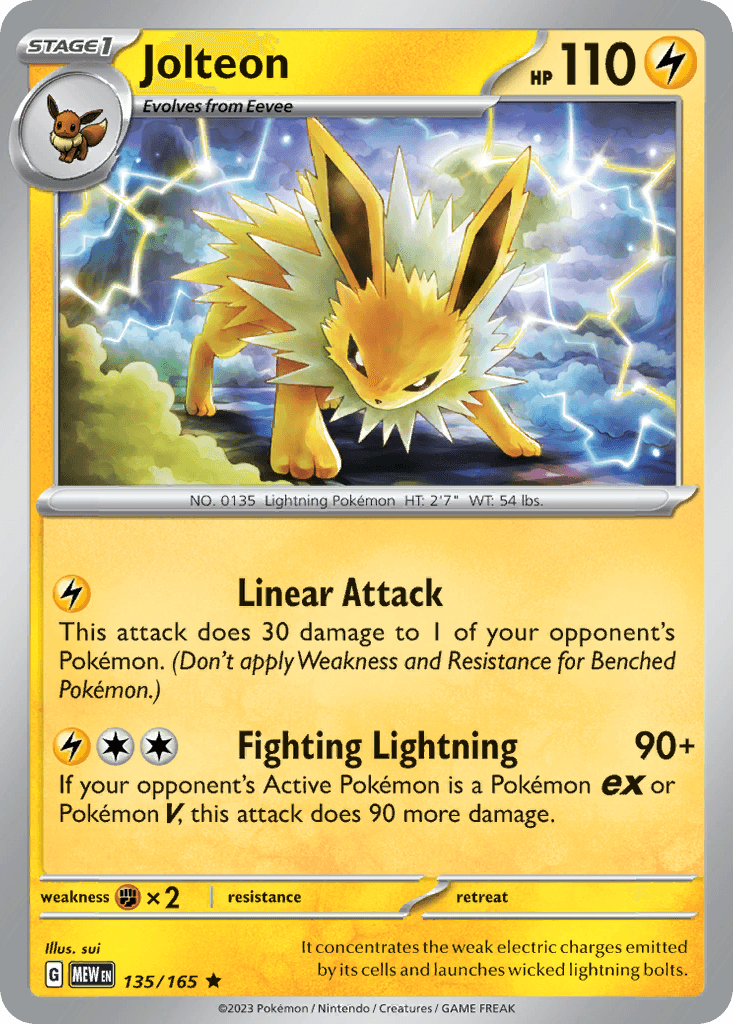 Jolteon — 151 #135/165, raw, NM