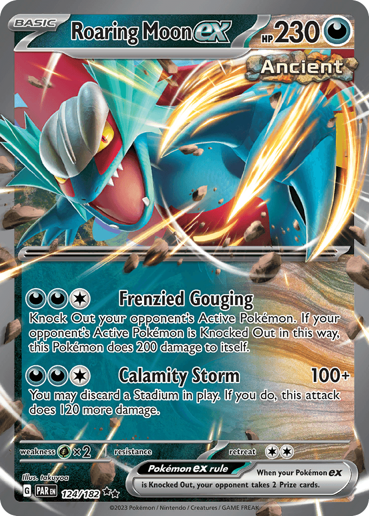 Roaring Moon ex — Paradox Rift #124/182, raw, NM