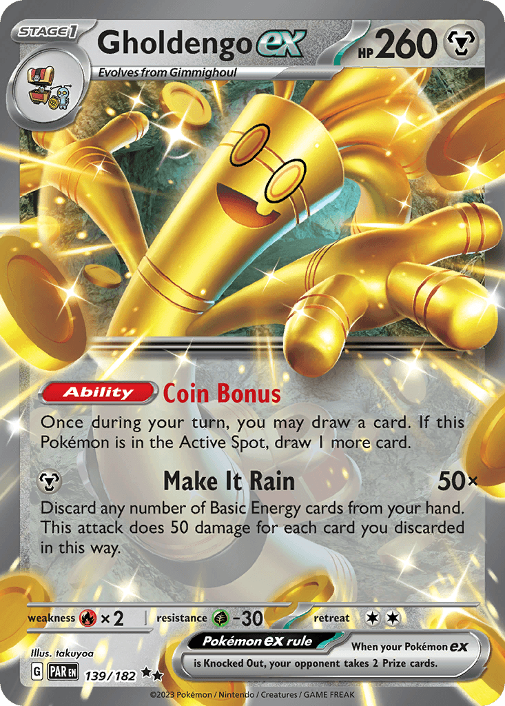Gholdengo Ex — Paradox Rift #139/182, raw, NM