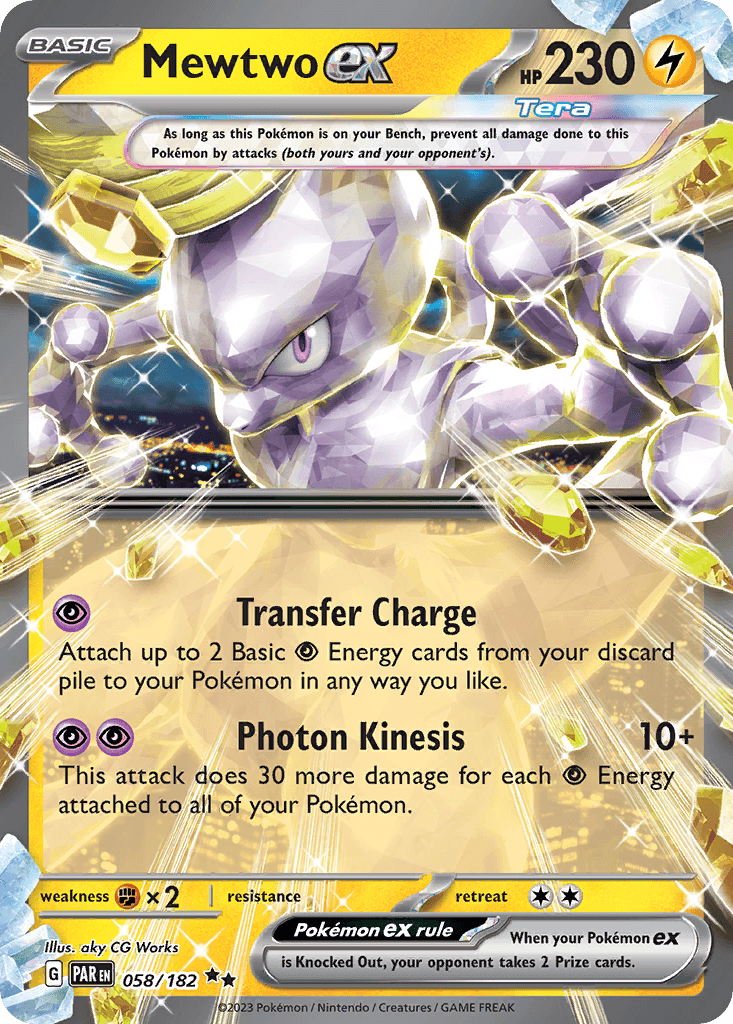 Mewtwo ex — Paradox Rift #58/182, raw, NM
