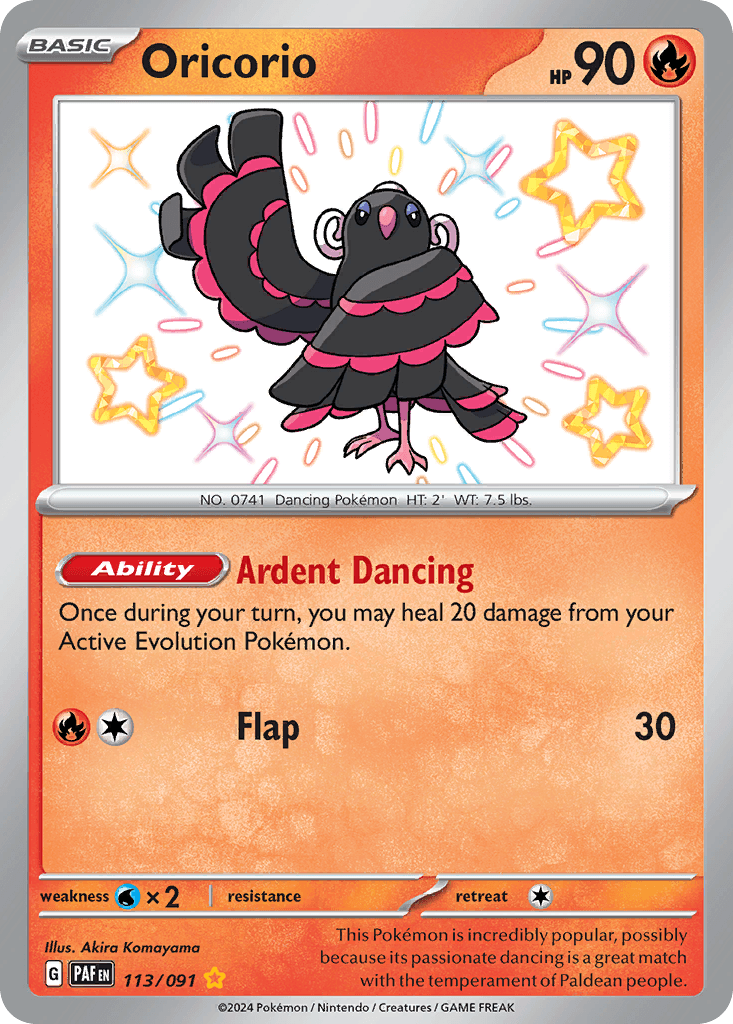 Oricorio — Paldean Fates #113/91, raw, NM