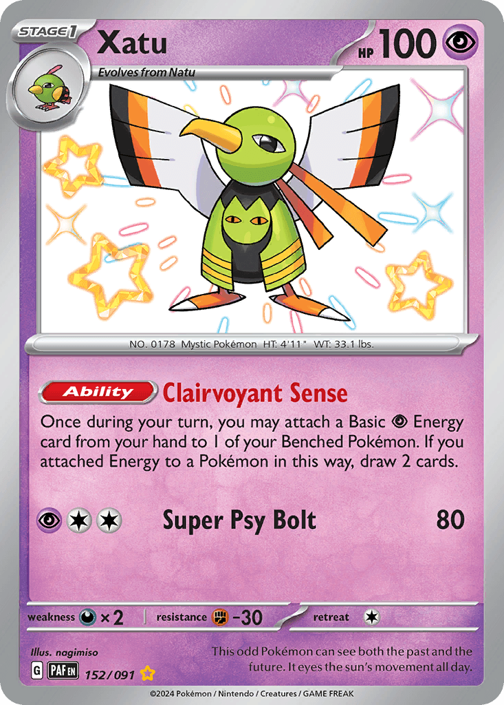 Xatu — Paldean Fates #152/91, raw, NM