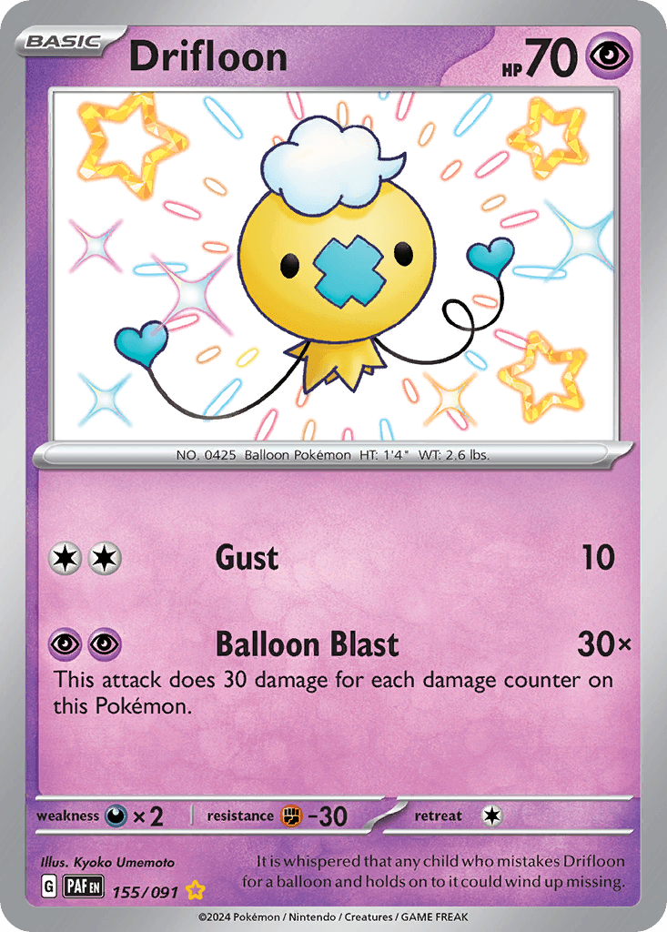 Drifloon — Paldean Fates #155/91, raw, NM