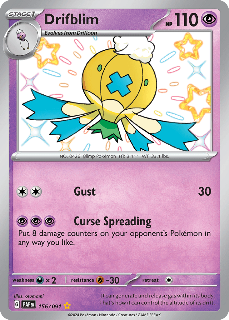 Drifblim — Paldean Fates #156/91, raw, NM