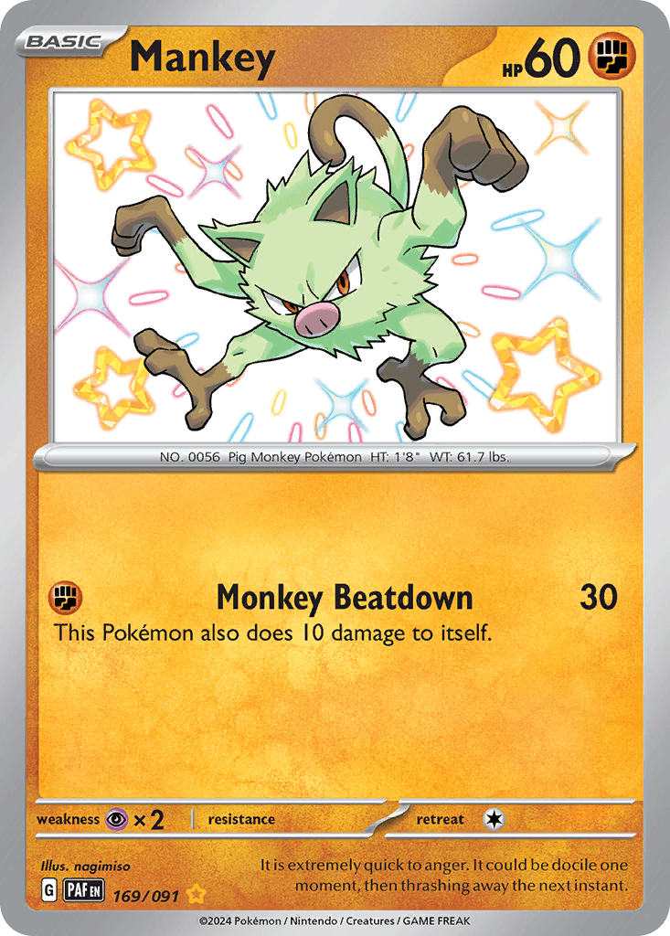 Mankey — Paldean Fates #169/91, PSA 9