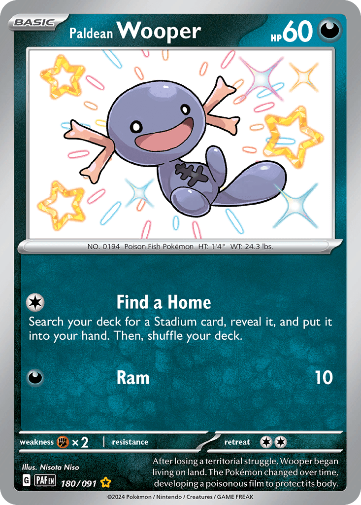 Paldean Wooper — Paldean Fates #180/91, raw, NM