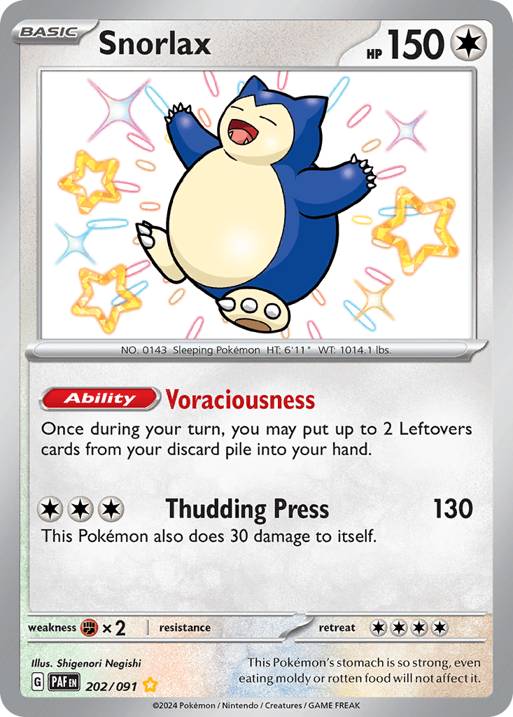 Snorlax — Paldean Fates #202/91, PSA 10