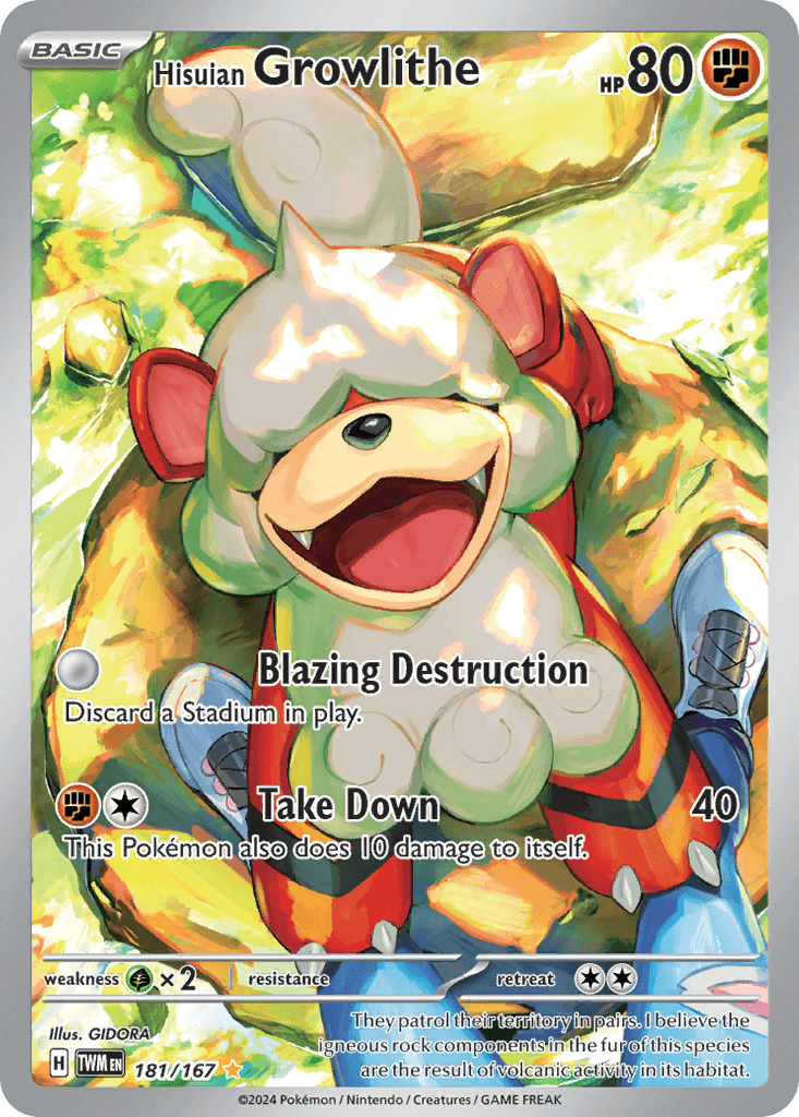 Hisuian Growlithe — Twilight Masquerade #181/167, PSA 10