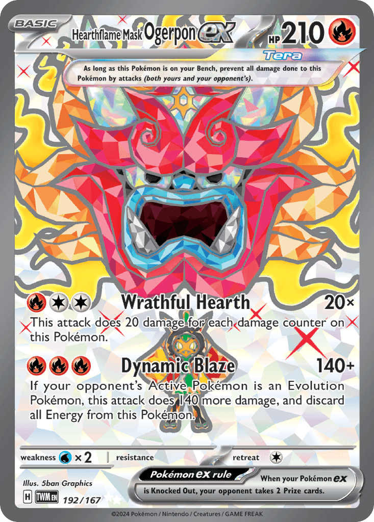 Hearthflame Mask Ogerpon ex — Twilight Masquerade #192/167, PSA 9