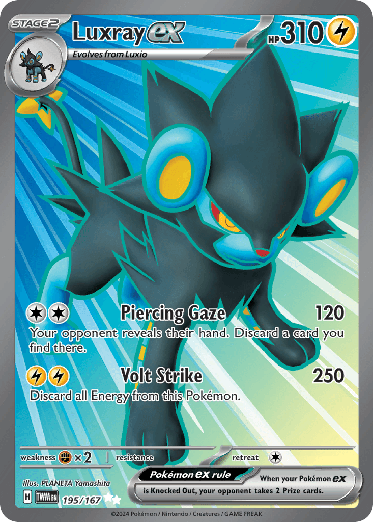 Luxray ex — Twilight Masquerade #195/167, raw, NM
