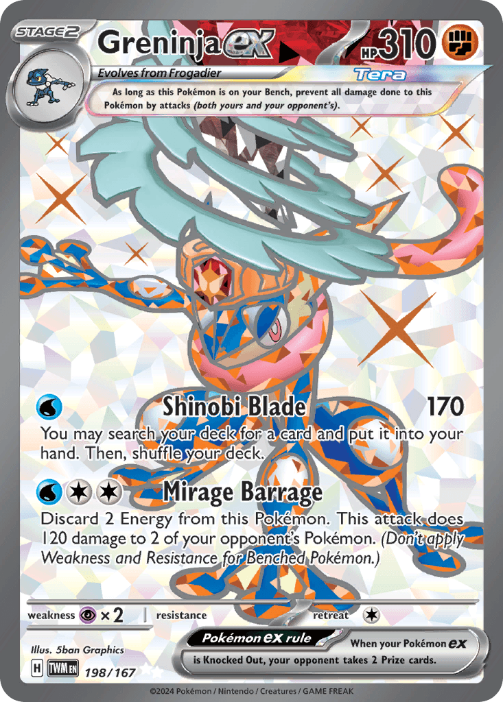 Greninja ex — Twilight Masquerade #198/167, PSA 10