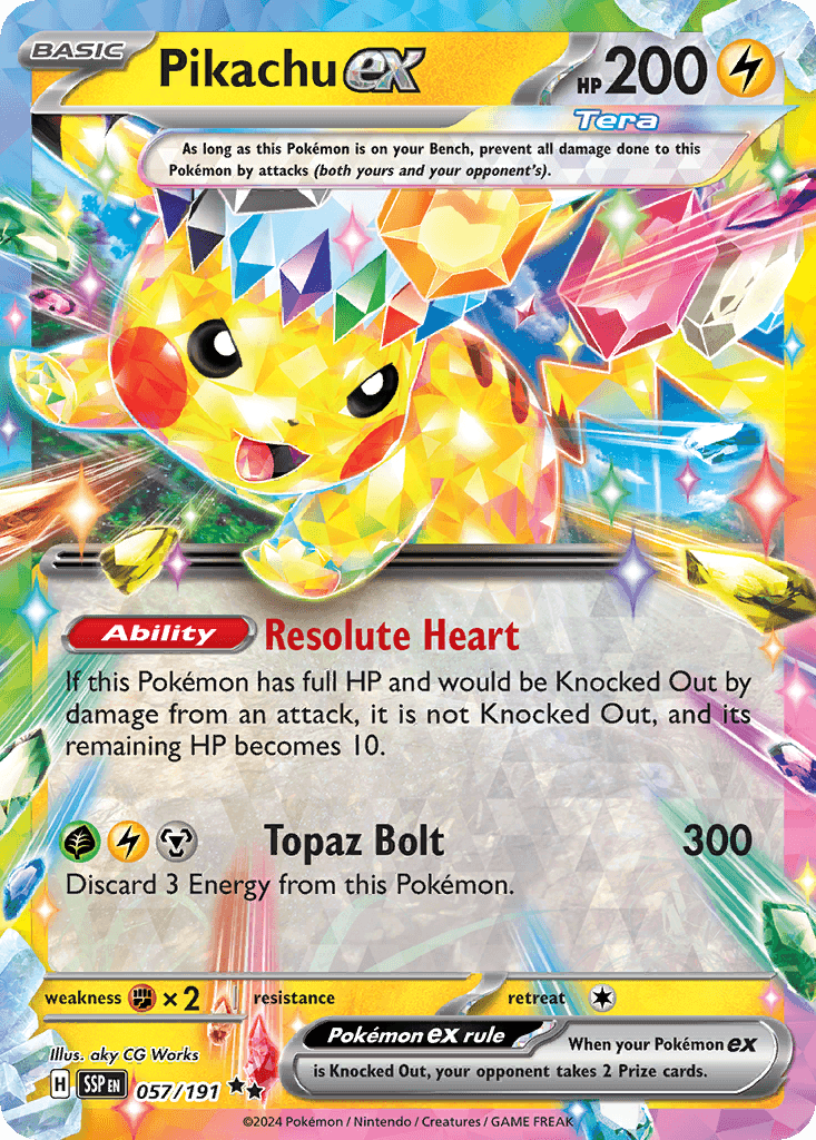 Pikachu ex — Surging Sparks #57/191, PSA 9