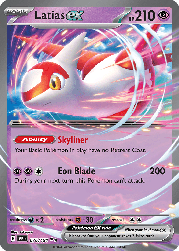 Latias ex — Surging Sparks #76/191, raw, NM