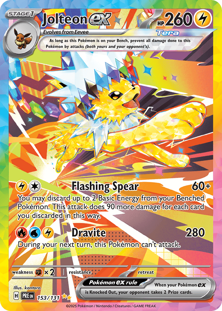 Jolteon ex — Prismatic Evolutions #153/131, PSA 10