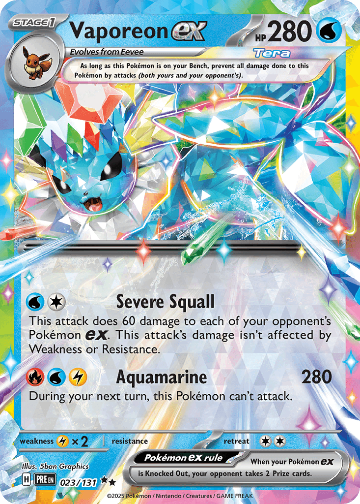 Vaporeon ex — Prismatic Evolutions #23/131, PSA 10