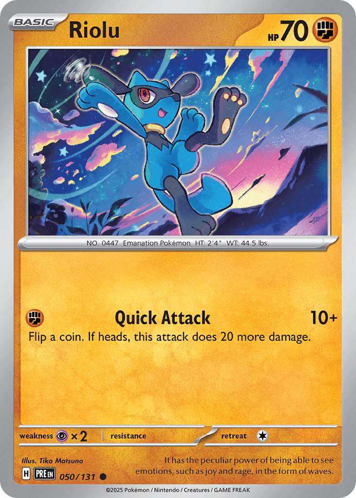 Riolu — Prismatic Evolutions #50/131, raw, NM