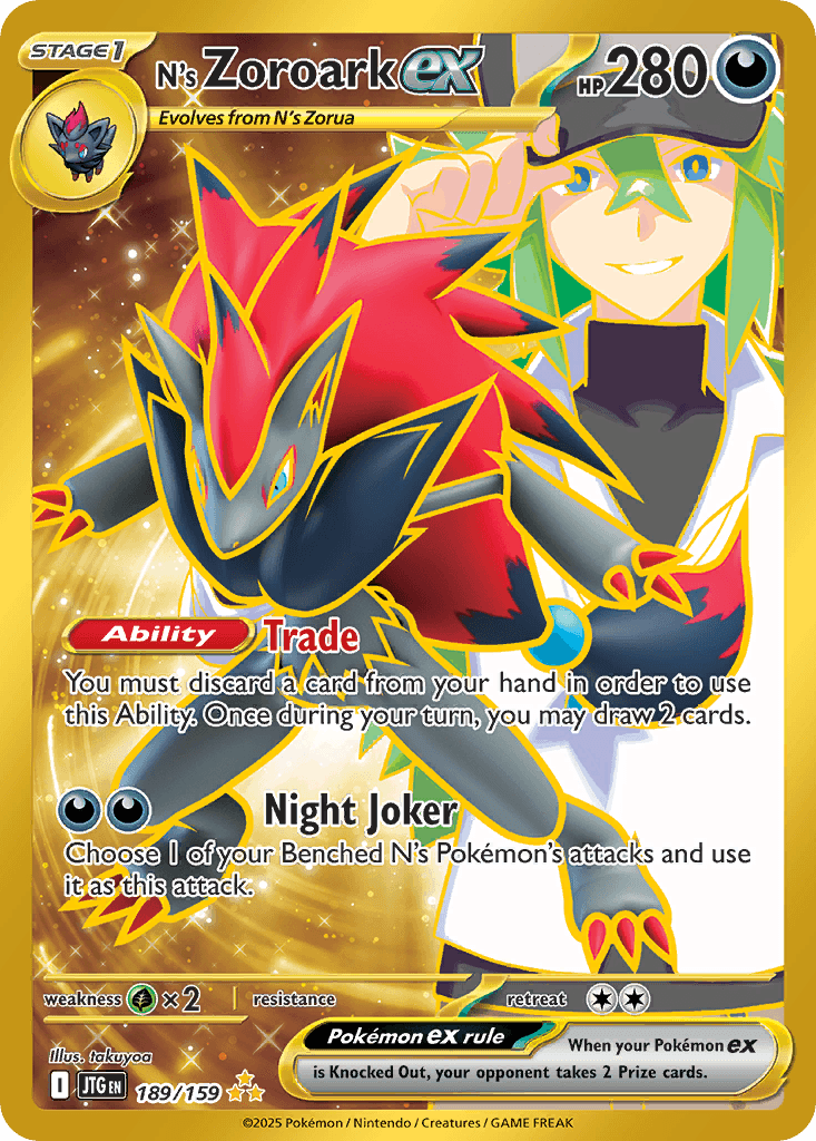 N's Zoroark Ex — Journey Together #189/159, PSA 9