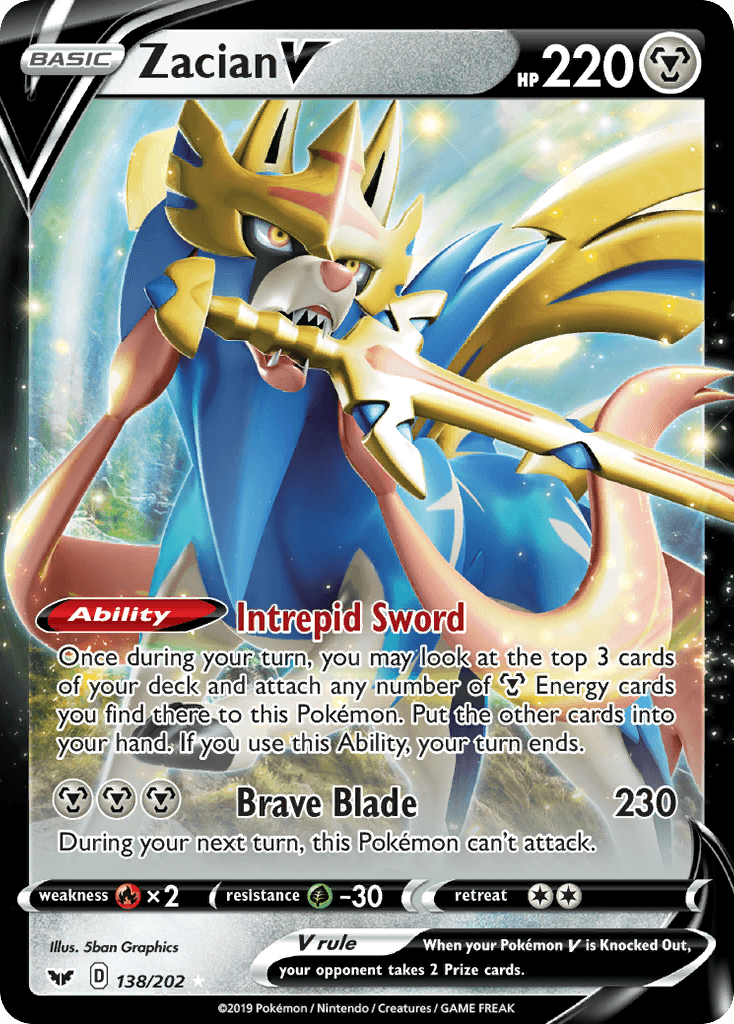 Zacian V — Sword & Shield #138/202, PSA 9