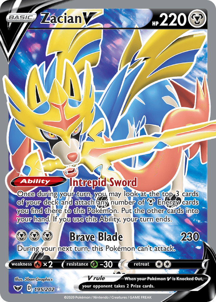 Zacian V — Sword & Shield #195/202, PSA 10