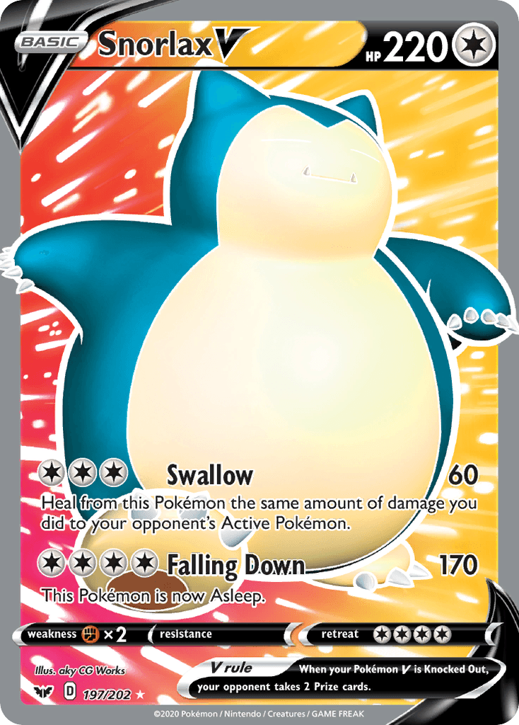 Snorlax V — Sword & Shield #197/202, PSA 9
