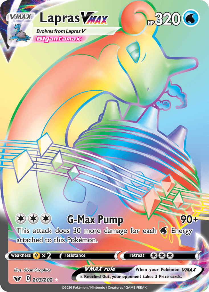 Lapras VMax — Sword & Shield #203/202, PSA 10