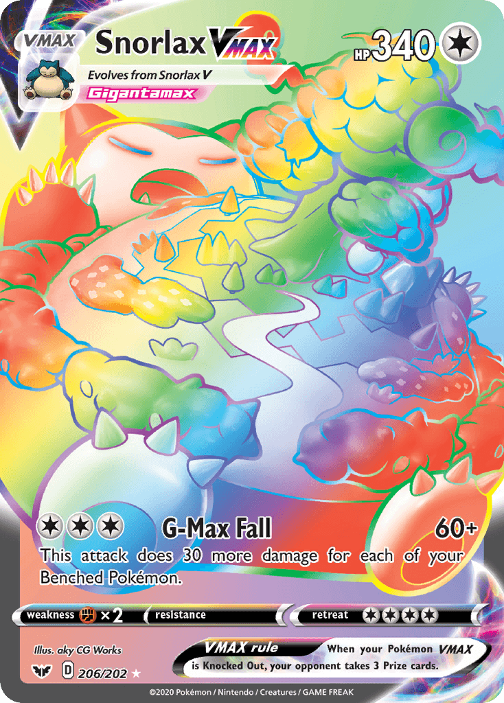 Snorlax VMax — Sword & Shield #206/202, PSA 10