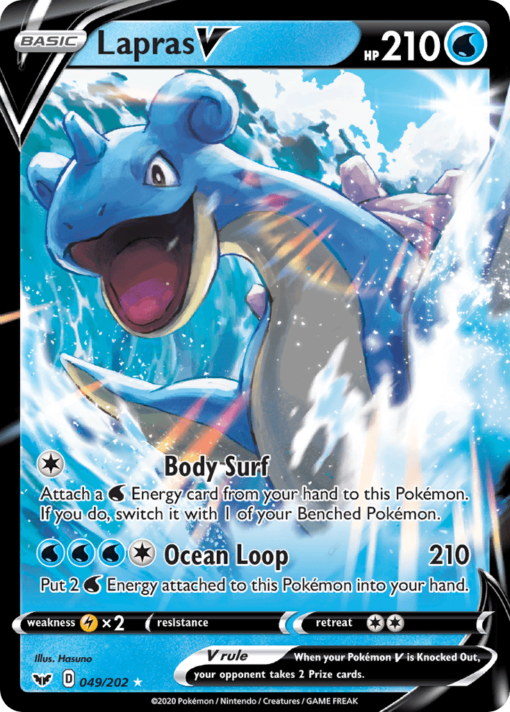 Lapras V — Sword & Shield #49/202, raw, NM