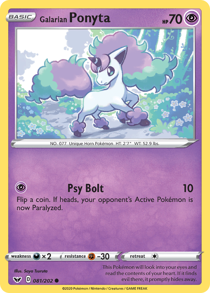 Galarian Ponyta — Sword & Shield #81/202, raw, NM