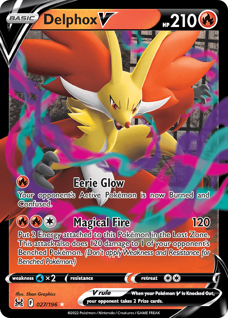 Delphox V — Lost Origin #27/196, PSA 9