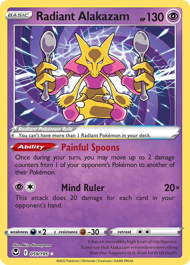 Radiant Alakazam — Silver Tempest #59/195, PSA 10