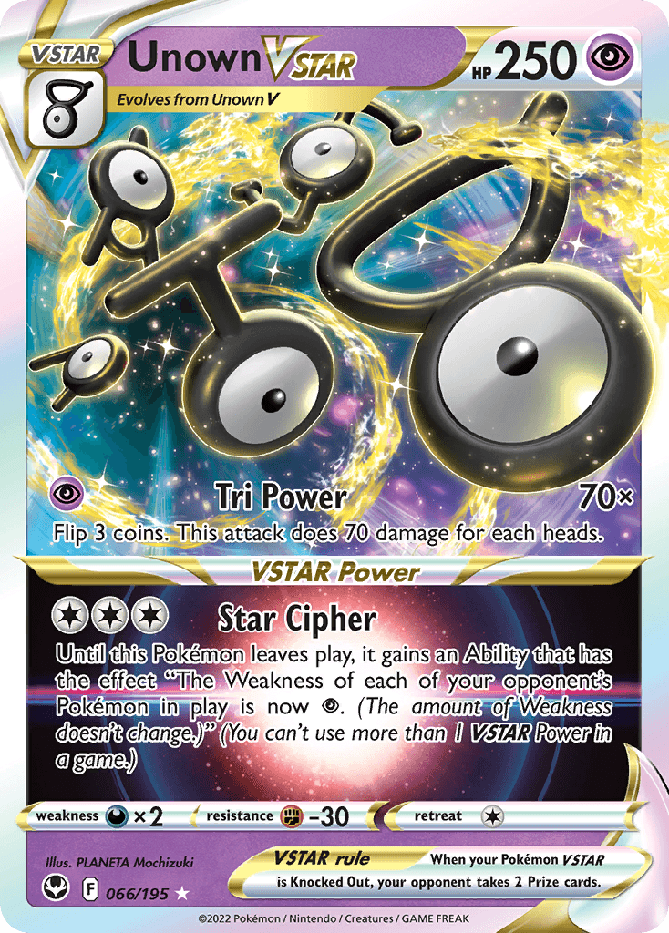 Unown VSTAR — Silver Tempest #66/195, PSA 10