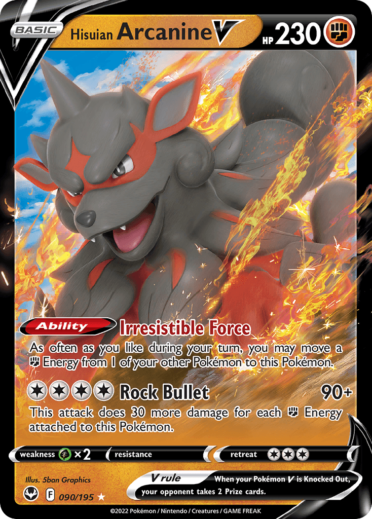 Hisuian Arcanine V — Silver Tempest #90/195, PSA 10