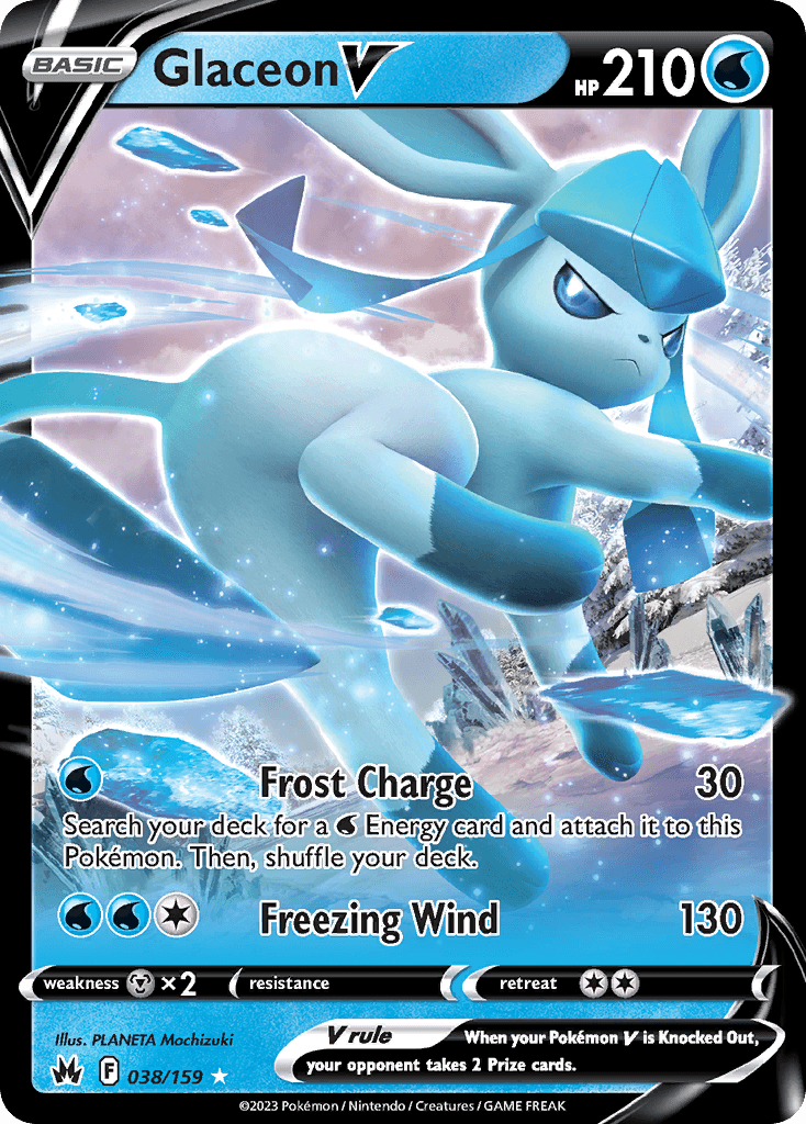 Glaceon V — Crown Zenith #38/159, raw, NM