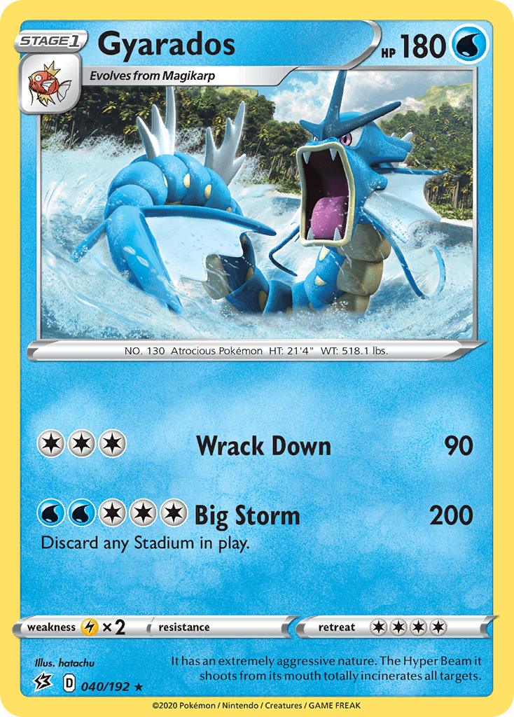 Gyarados — Rebel Clash #40/192, raw, NM