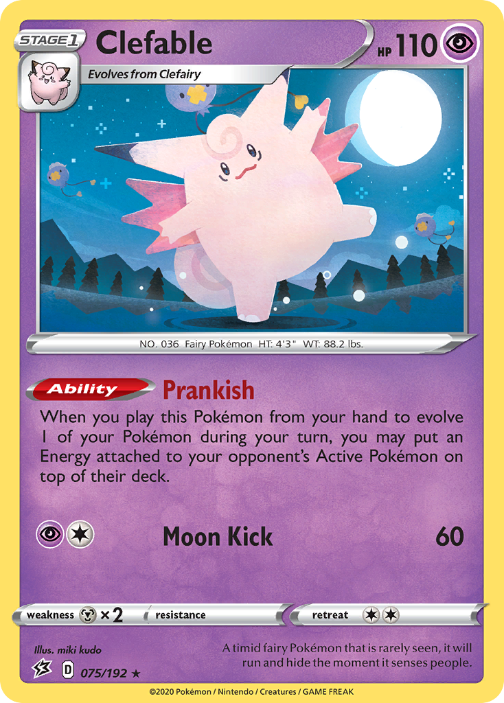Clefable — Rebel Clash #75/192, raw, NM