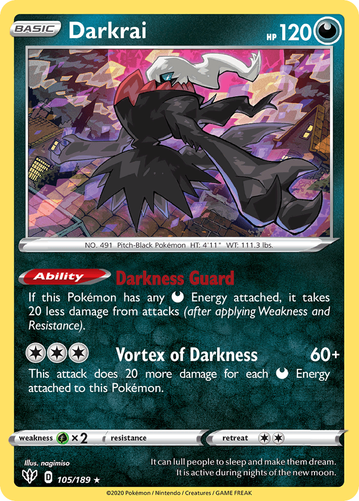 Darkrai — Darkness Ablaze #105/189, PSA 9