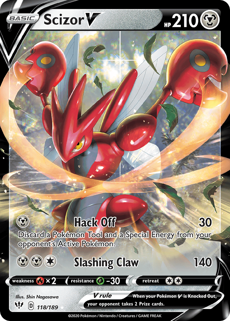 Scizor V — Darkness Ablaze #118/189, raw, NM