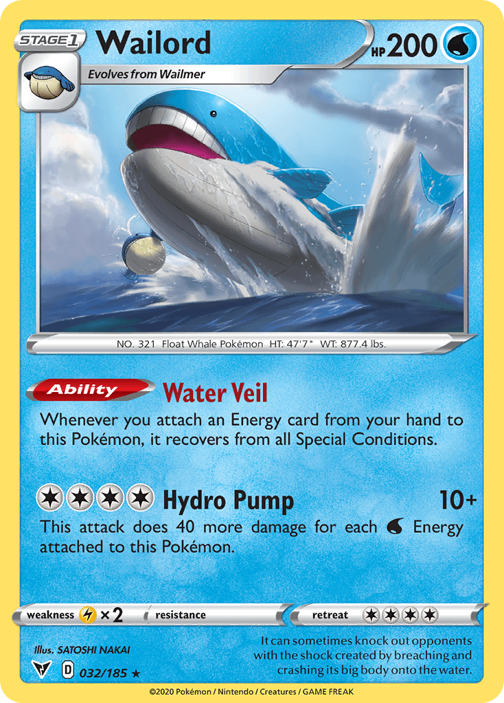 Wailord — Vivid Voltage #32/185, raw, NM