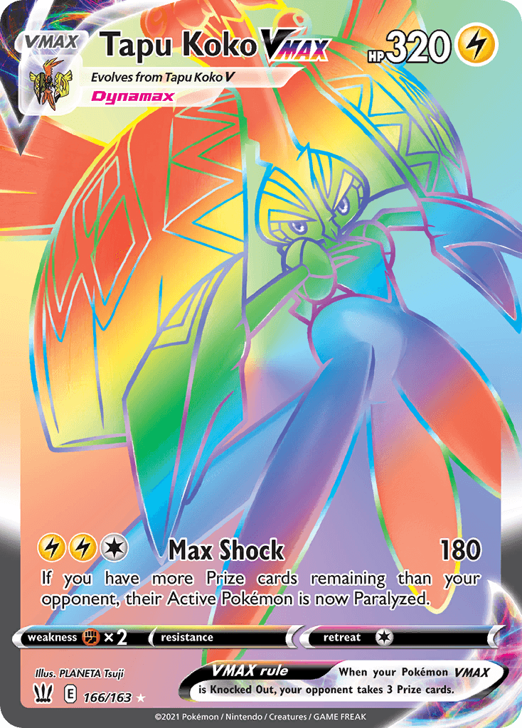 Tapu Koko VMAX — Battle Styles #166/163, raw, NM