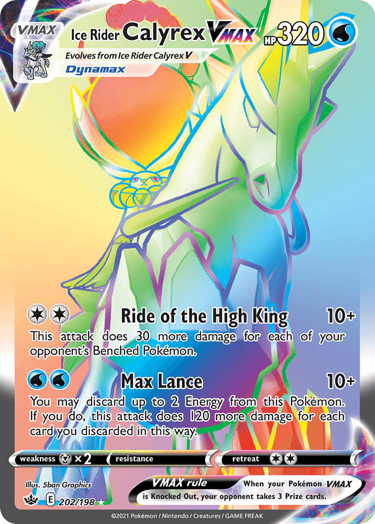 Ice Rider Calyrex VMAX — Chilling Reign #202/198, raw, NM