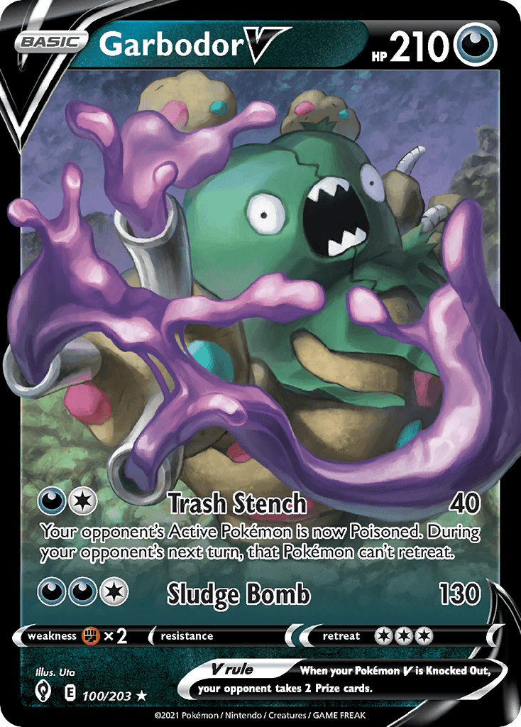 Garbodor V — Evolving Skies #100/203, PSA 8