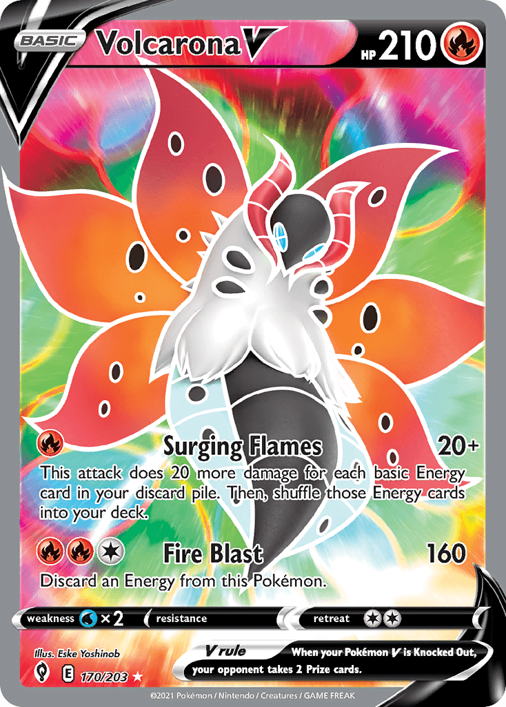 Volcarona V — Evolving Skies #170/203, raw, NM