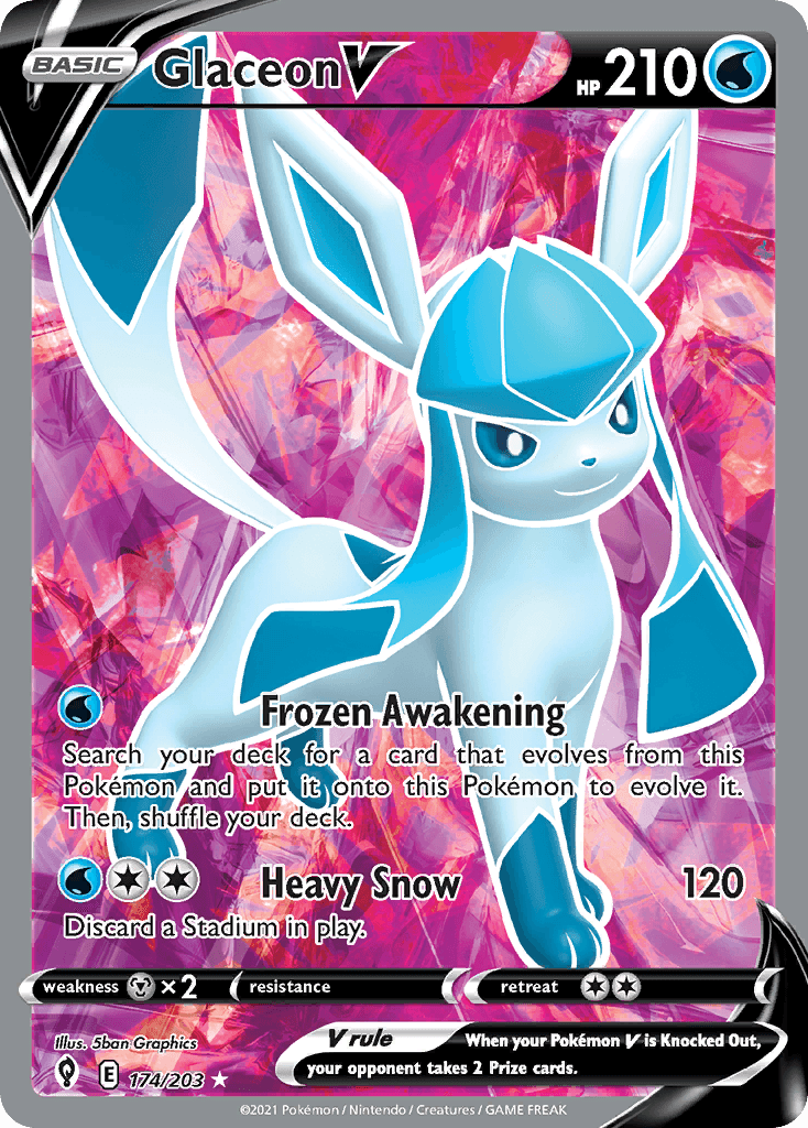 Glaceon V — Evolving Skies #174/203, raw, NM