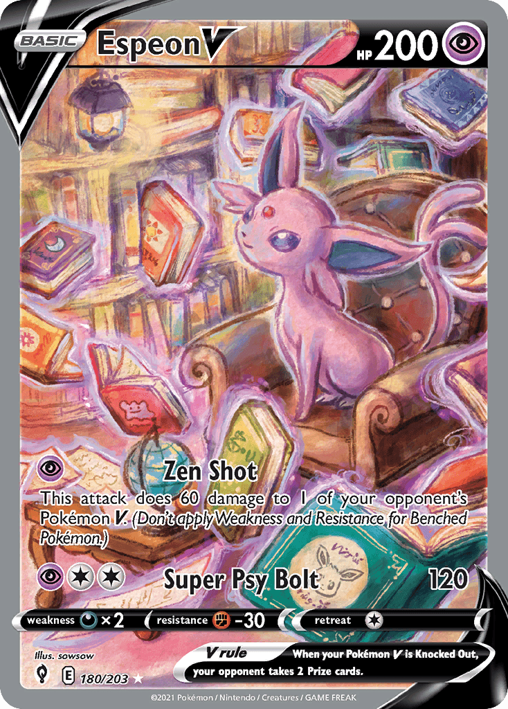 Espeon V — Evolving Skies #180/203, PSA 8